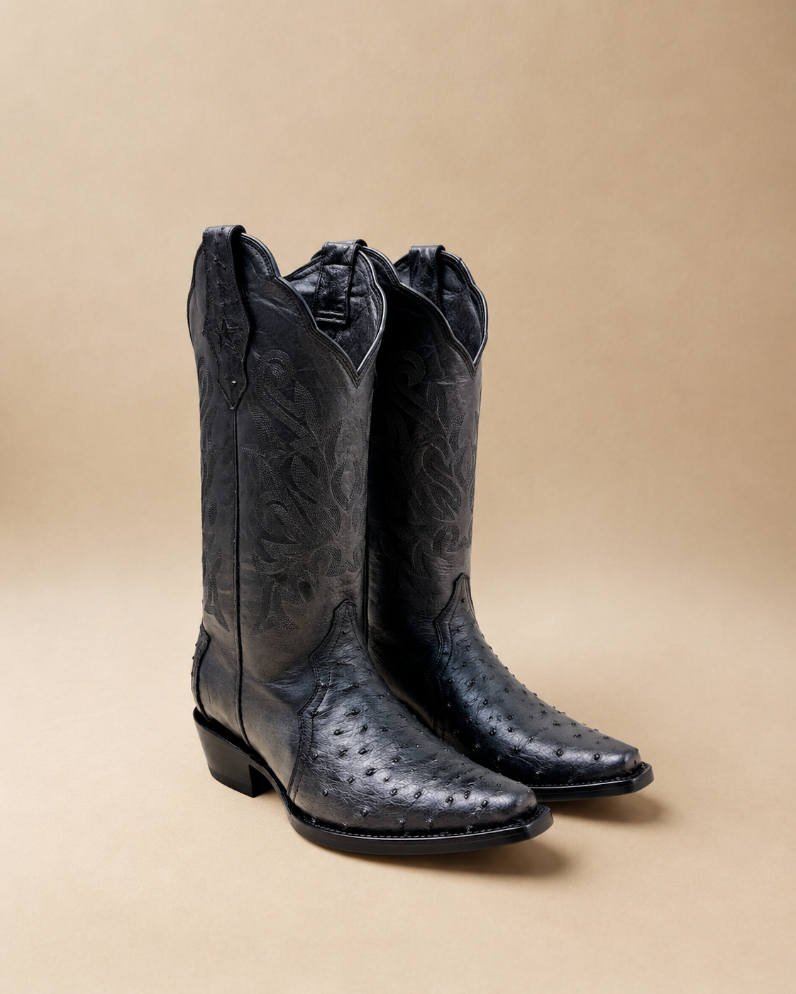 Onyx Ostrich boot